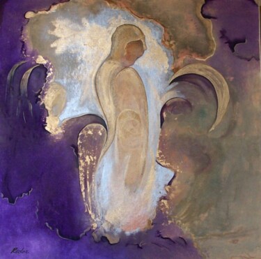 Peinture intitulée "Annonciation" par Annick Redor, Œuvre d'art originale, Bombe aérosol Monté sur Panneau de bois