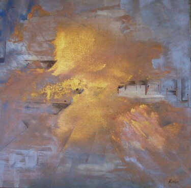 Peinture intitulée "La cité nouvelle" par Annick Redor, Œuvre d'art originale, Bombe aérosol Monté sur Panneau de bois