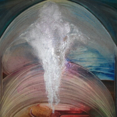 Peinture intitulée "Elévation" par Annick Redor, Œuvre d'art originale, Bombe aérosol Monté sur Panneau de bois