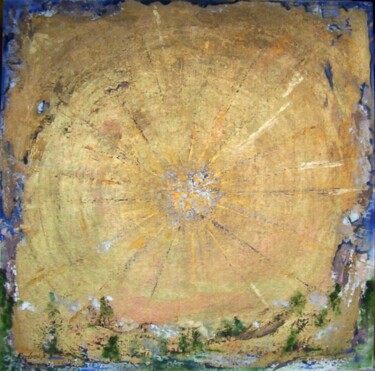 Pittura intitolato "Râ" da Annick Redor, Opera d'arte originale, Spray Montato su Pannello di legno