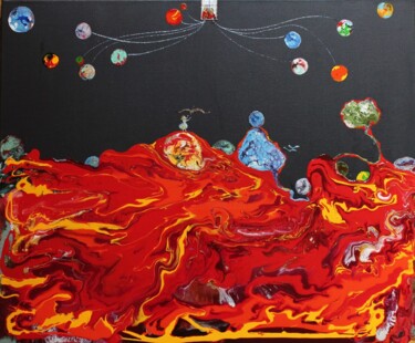 Peinture intitulée "Les contemplations" par Annick Redor, Œuvre d'art originale, Peinture vitrail