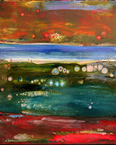 Malerei mit dem Titel "Les orbes" von Annick Redor, Original-Kunstwerk, Glasmalerei