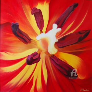 Schilderij getiteld "Tulipe" door Annick Sabatier, Origineel Kunstwerk, Olie