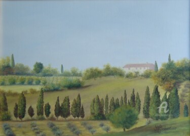 Painting titled "Toscane" by Annick Sabatier, Original Artwork, Oil