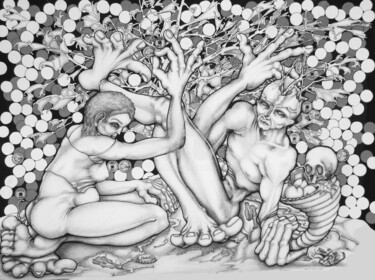 Disegno intitolato "l-arbre-a-tunes.jpg" da Annick Samaurow, Opera d'arte originale, Grafite