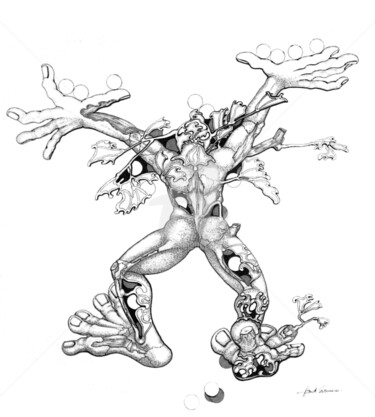 Zeichnungen mit dem Titel "l-arbre-qui-marche.…" von Annick Samaurow, Original-Kunstwerk, Graphit