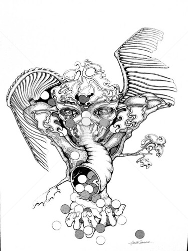 Dessin intitulée "l-arbre-papillon-92…" par Annick Samaurow, Œuvre d'art originale