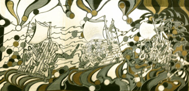 Dibujo titulada "le-radeau-de-la-méd…" por Annick Samaurow, Obra de arte original, Tinta
