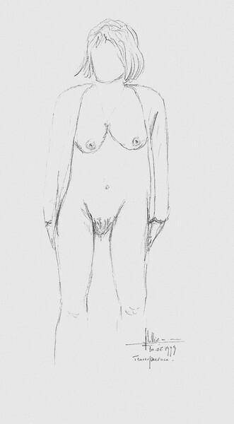 Dessin intitulée "Annick nue par Jean…" par Annick Terwagne, Pastelliste De La Fémin, Œuvre d'art originale, Autre