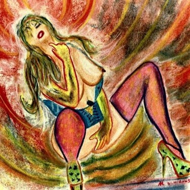 Dessin intitulée "La danseuse." par Annick Terwagne, Pastelliste De La Fémin, Œuvre d'art originale, Autre