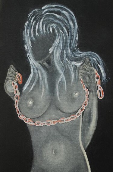 Dessin intitulée "Déchaînée !" par Annick Terwagne, Pastelliste De La Fémin, Œuvre d'art originale