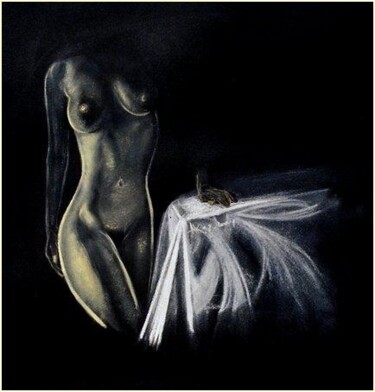 Dessin intitulée "La chose" par Annick Terwagne, Pastelliste De La Fémin, Œuvre d'art originale