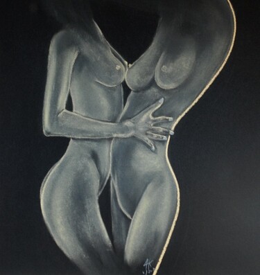 Dessin intitulée "Intimité féminine" par Annick Terwagne, Pastelliste De La Fémin, Œuvre d'art originale