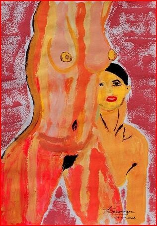 Peinture intitulée "Duo d'elles" par Annick Terwagne, Pastelliste De La Fémin, Œuvre d'art originale, Huile