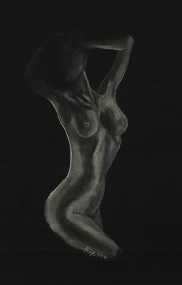 Dessin intitulée "Femme de Cristal" par Annick Terwagne, Pastelliste De La Fémin, Œuvre d'art originale, Autre