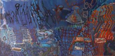 Malerei mit dem Titel "Bleu" von Annick Zimmermann, Original-Kunstwerk, Acryl