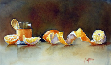 Peinture intitulée "2017citrons" par Annick Berteaux, Œuvre d'art originale, Aquarelle