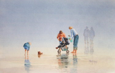 Peinture intitulée "2008surlaplage" par Annick Berteaux, Œuvre d'art originale, Aquarelle