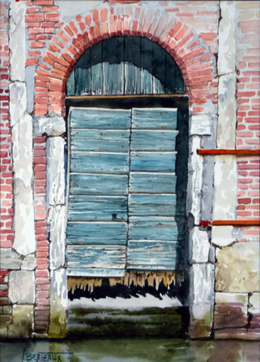 Painting titled "2016porte à venise" by Annick Berteaux, Original Artwork, Watercolor