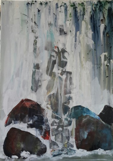 Peinture intitulée "cascade 1" par Annick Jacobs, Œuvre d'art originale, Acrylique