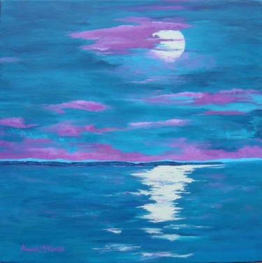 Painting titled "mysterious moon" by Annick Mckenzie, Original Artwork