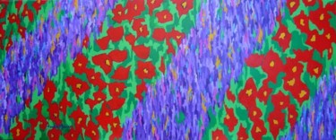 Painting titled "Poppies and lavender" by Annick Mckenzie, Original Artwork