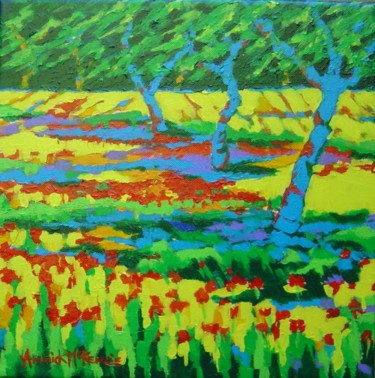 Painting titled "blue trees" by Annick Mckenzie, Original Artwork