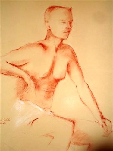 Painting titled "Nu masculin" by Annie, Original Artwork