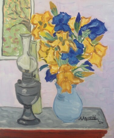 Painting titled "le boquet jaune" by Annie Agostini, Original Artwork, Oil