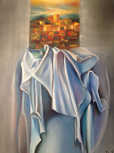 Painting titled "Le drap" by Annie Arnavielle, Original Artwork, Oil