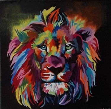 Pittura intitolato "Lion" da Nanou, Opera d'arte originale, Acrilico