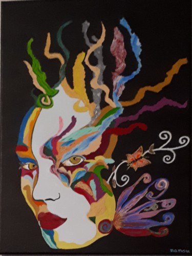 Malerei mit dem Titel "Woman" von Nanou, Original-Kunstwerk, Acryl