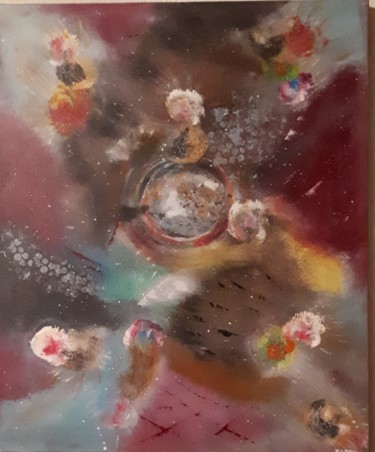 Peinture intitulée "Espace en fusion" par Nanou, Œuvre d'art originale, Acrylique