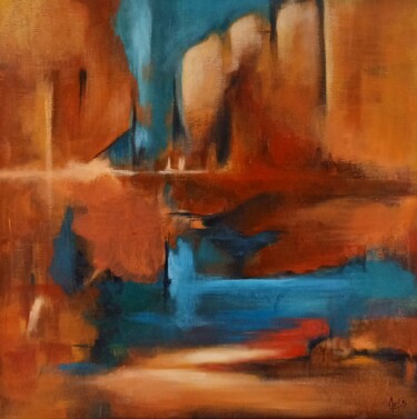Painting titled "ambiance canicule" by Annie Brechet, Original Artwork, Acrylic Mounted on Wood Stretcher frame
