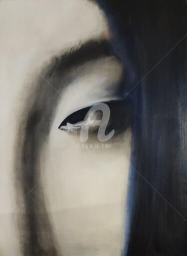 Ζωγραφική με τίτλο "GEISHA" από Annie Briançon Marjollet, Αυθεντικά έργα τέχνης, Λάδι Τοποθετήθηκε στο Ξύλινο φορείο σκελετό