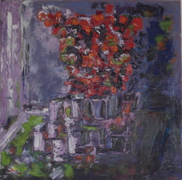 Painting titled "FLEURS" by Ani-Ca, Original Artwork, Oil