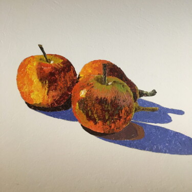 Peinture intitulée "Pommes et poires" par Annie Croizier, Œuvre d'art originale, Huile
