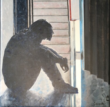 Painting titled "Solitude" by Annie Croizier, Original Artwork, Oil