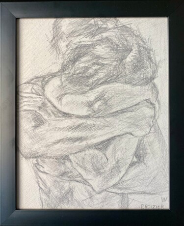Рисунок под названием "Couple enlacé" - Annie Croizier, Подлинное произведение искусства, Карандаш