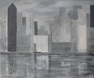 Картина под названием "city grise" - Annie Cuquel, Подлинное произведение искусства, Акрил