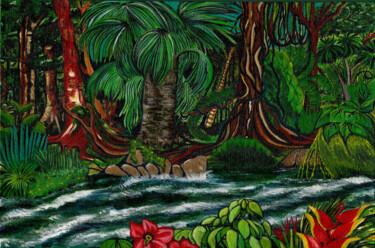 Painting titled "Amazonie Péruvienne" by Annie Décarpes (kirova), Original Artwork