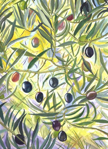 Peinture intitulée "Oliveraie Provençale" par Annie Décarpes (kirova), Œuvre d'art originale, Aquarelle