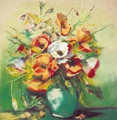 Painting titled "LES ANEMONES" by Annie Dite Ana Maillet, Original Artwork