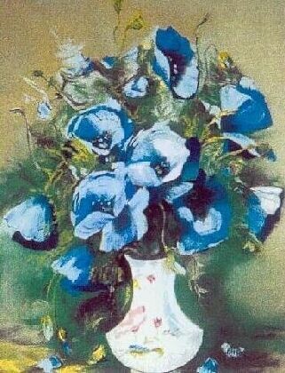 Painting titled "ANEMONES BLEUES" by Annie Dite Ana Maillet, Original Artwork