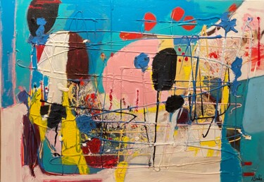 Картина под названием "Nouveau monde" - Annie Faure, Подлинное произведение искусства, Акрил Установлен на Деревянная рама д…