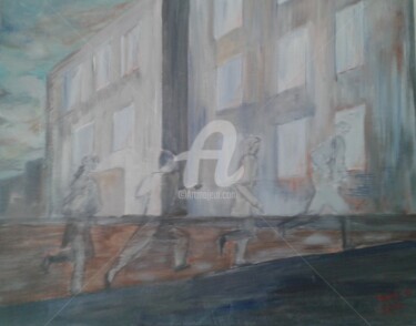 Картина под названием "Mouvement et perspe…" - Annie Foix, Подлинное произведение искусства, Масло