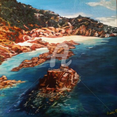 Peinture intitulée "Golfe de Sant'Amanz…" par Annie Foix, Œuvre d'art originale, Huile
