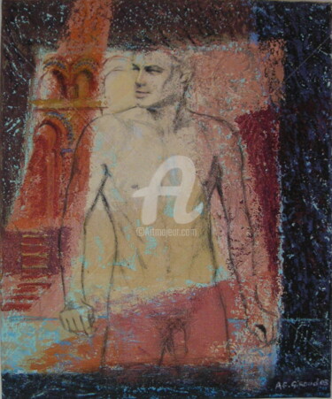 Schilderij getiteld "HAMMAM" door Annie-France Giroud, Origineel Kunstwerk, Acryl