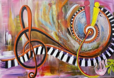 Pintura titulada "Piano à l'infini" por Annie Galipot, Obra de arte original, Acrílico