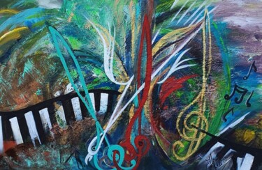 Painting titled "Piano Nature" by Annie Galipot, Original Artwork, Acrylic